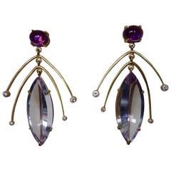 Michael Kneebone Amethyst White Diamond Kinetic Dangle Earrings
