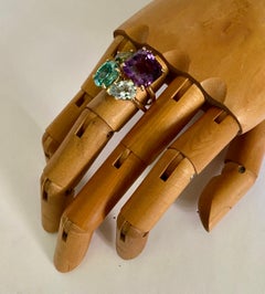 Michael Kneebone Anello cocktail con ametista, zircone, acquamarina e peridoto