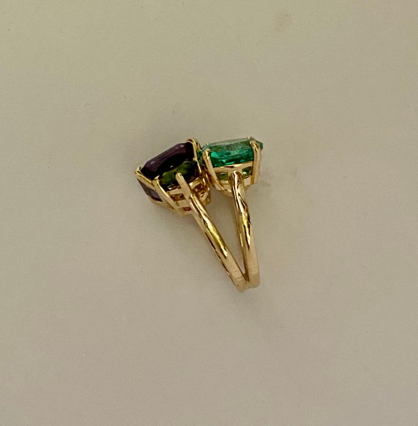 Contemporary Michael Kneebone Amethyst Zircon Aquamarine Peridot Cluster Cocktail Ring For Sale