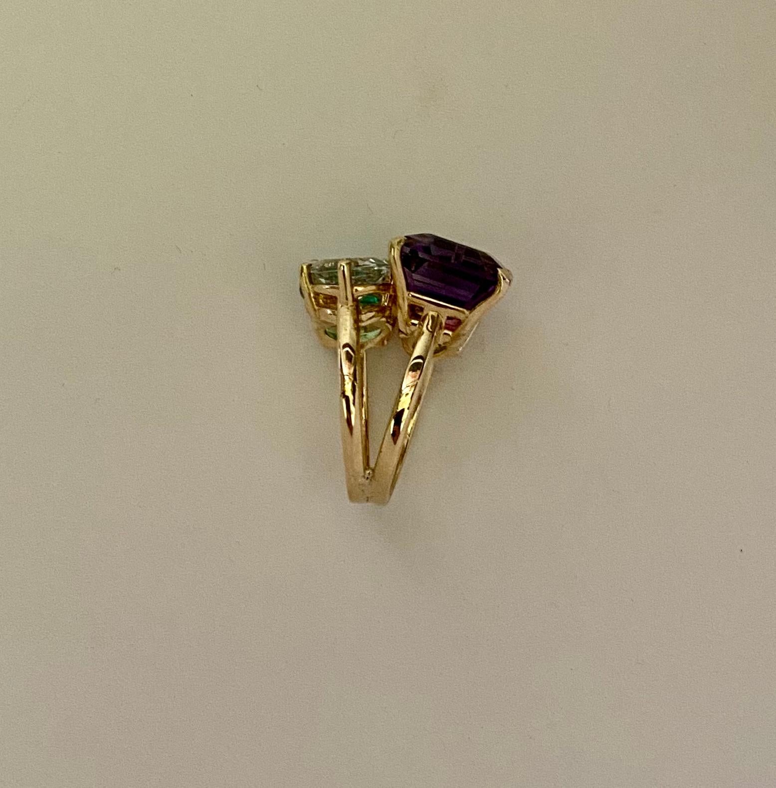 Michael Kneebone Amethyst Zircon Aquamarine Peridot Cluster Cocktail Ring In New Condition For Sale In Austin, TX