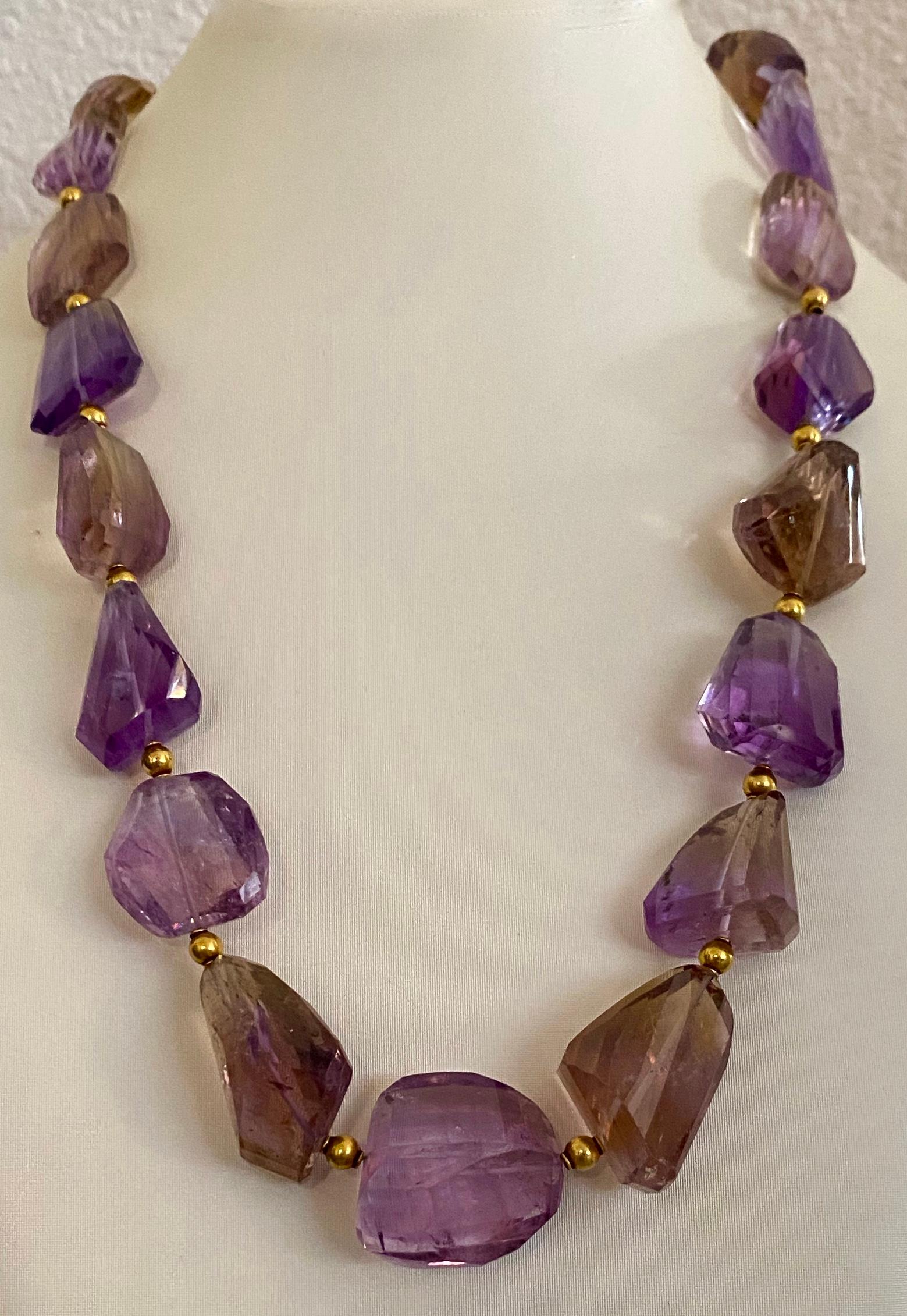 Mixed Cut Michael Kneebone Ametrine Faceted Nugget Bead Necklace