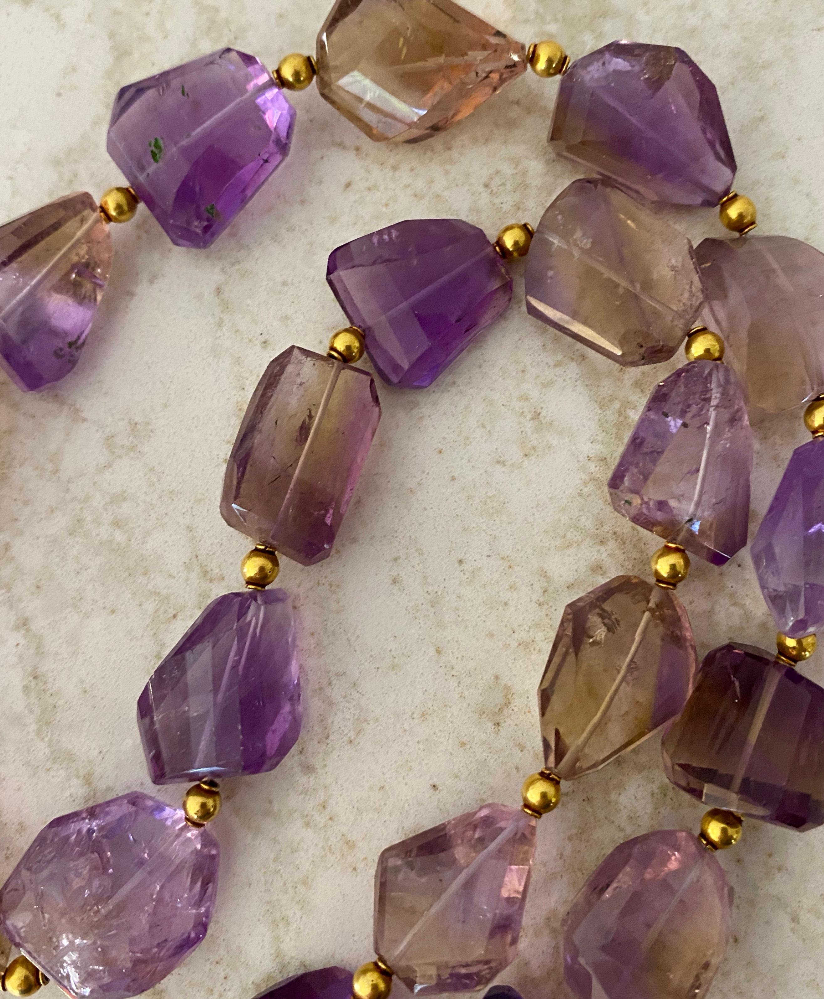 Michael Kneebone Ametrine Faceted Nugget Bead Necklace In New Condition In Austin, TX