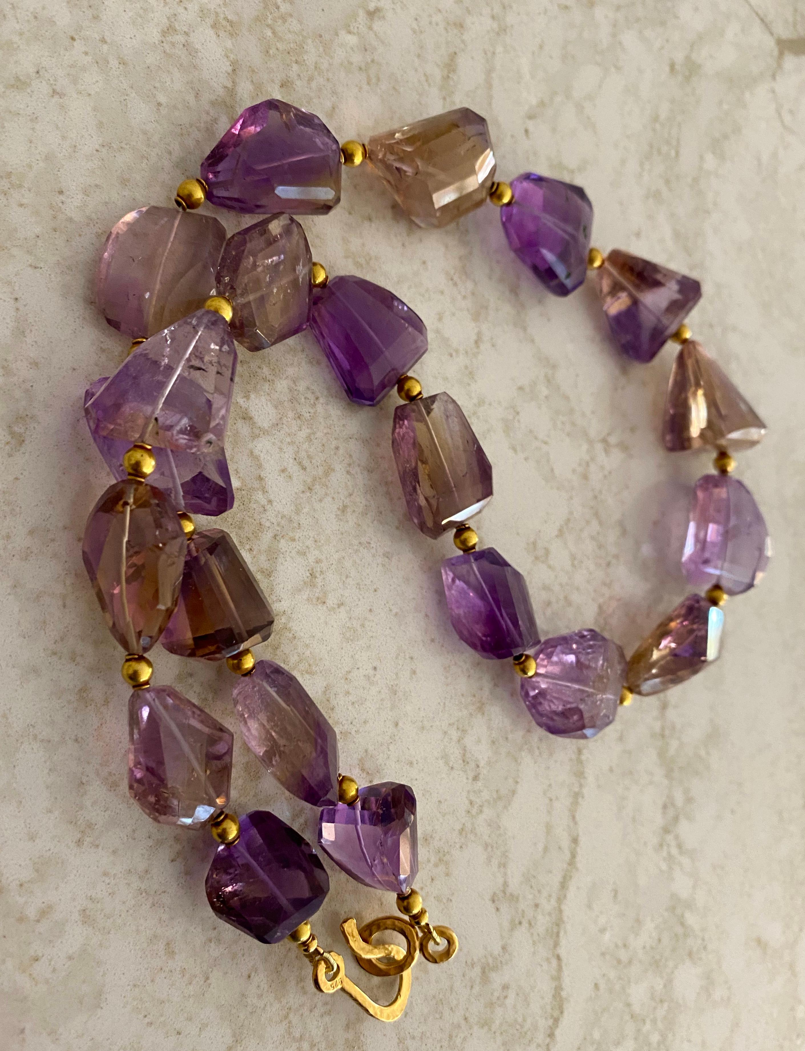 Michael Kneebone Ametrine Faceted Nugget Bead Necklace 1