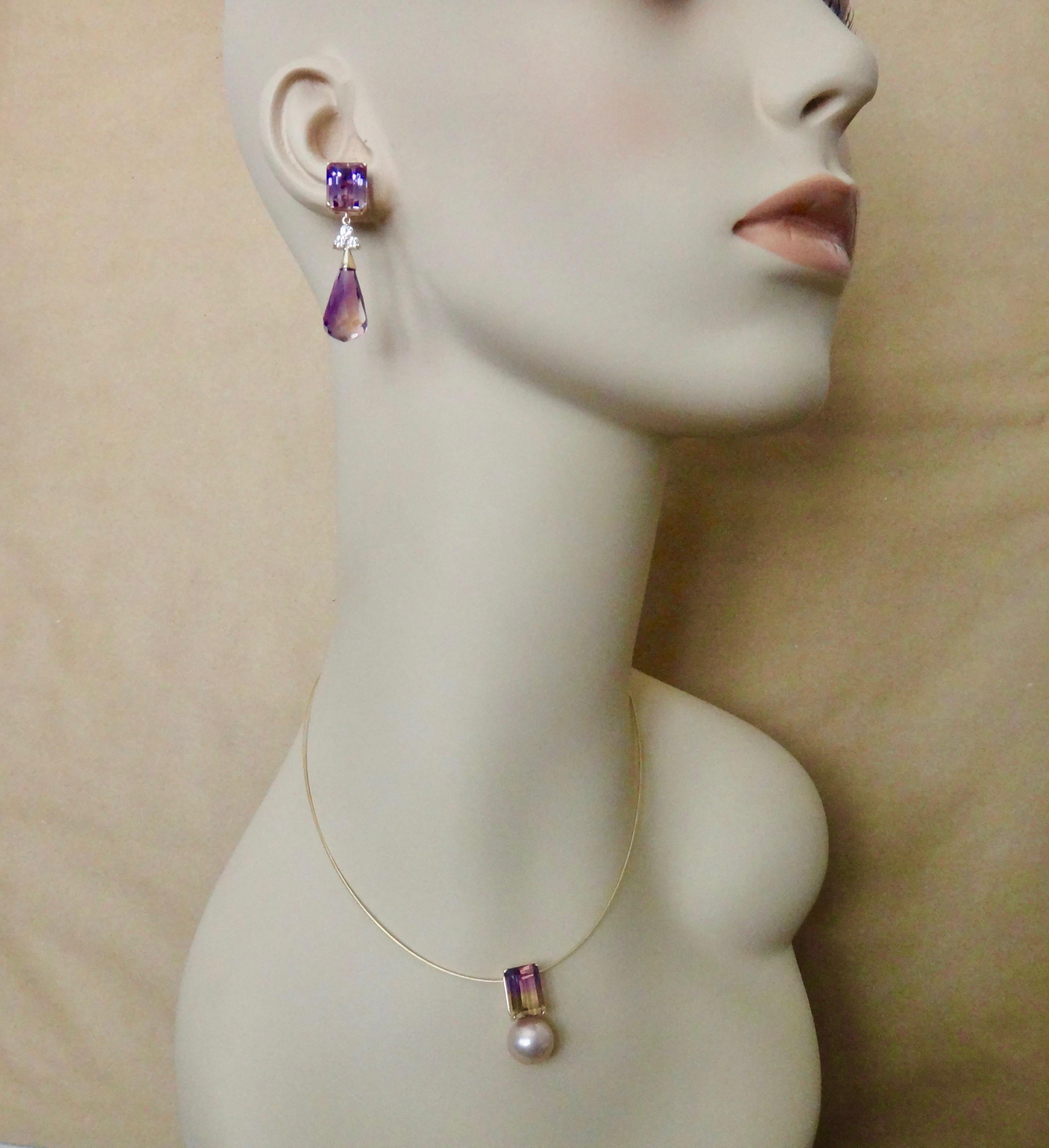 Contemporary Michael Kneebone Ametrine Lavender Kasumi Pearl Pendant