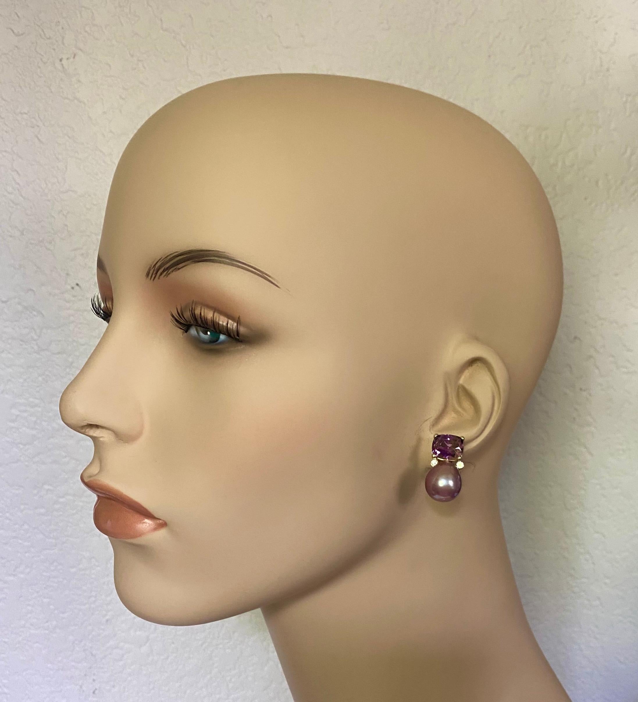 Michael Kneebone Ametrine Lavender Pearl Diamond Drop Earrings 3