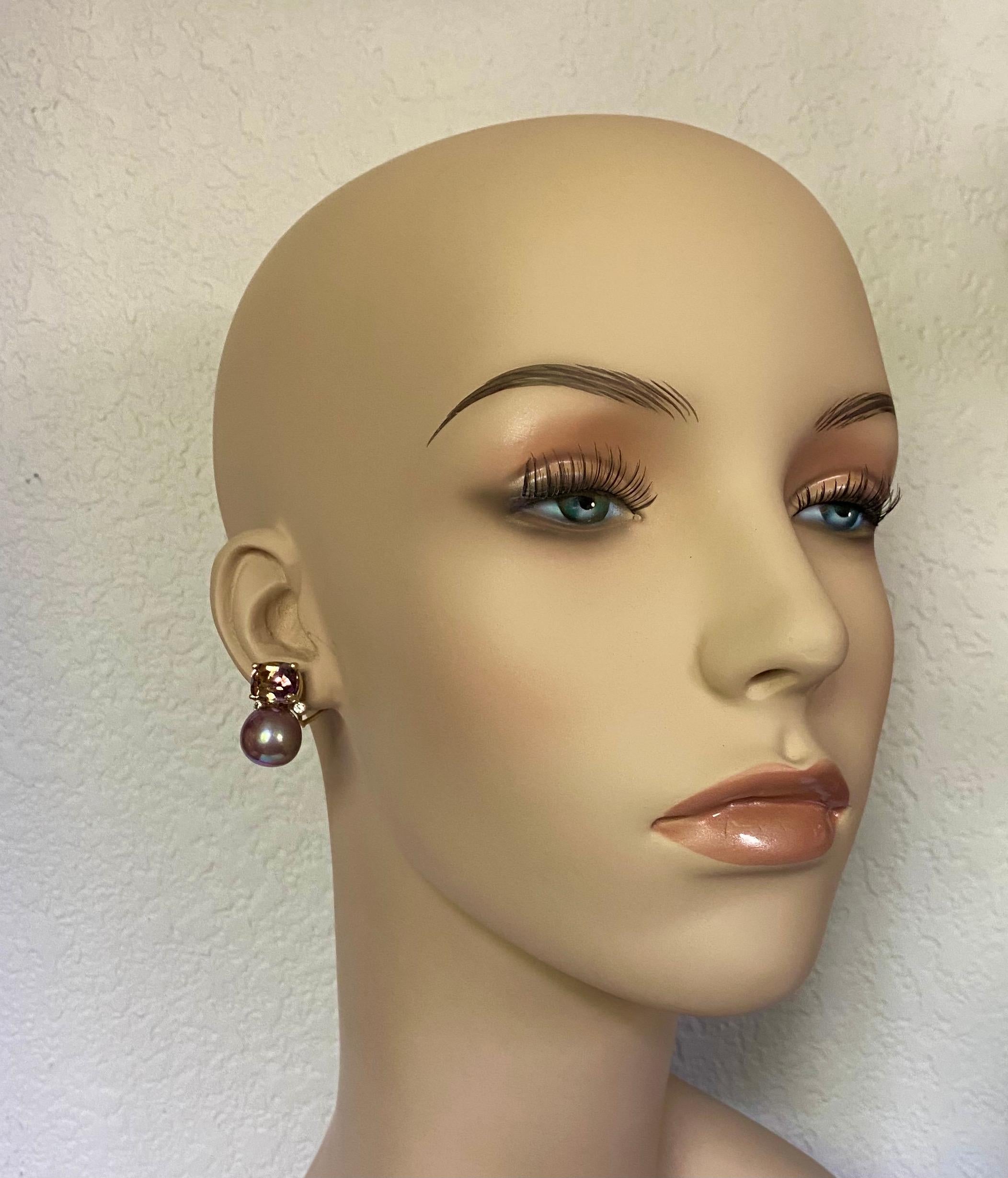 Michael Kneebone Ametrine Lavender Pearl Diamond Drop Earrings 1