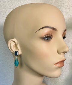 Michael Kneebone Ancient Glass Bead Blue Topaz Dangle Earrings