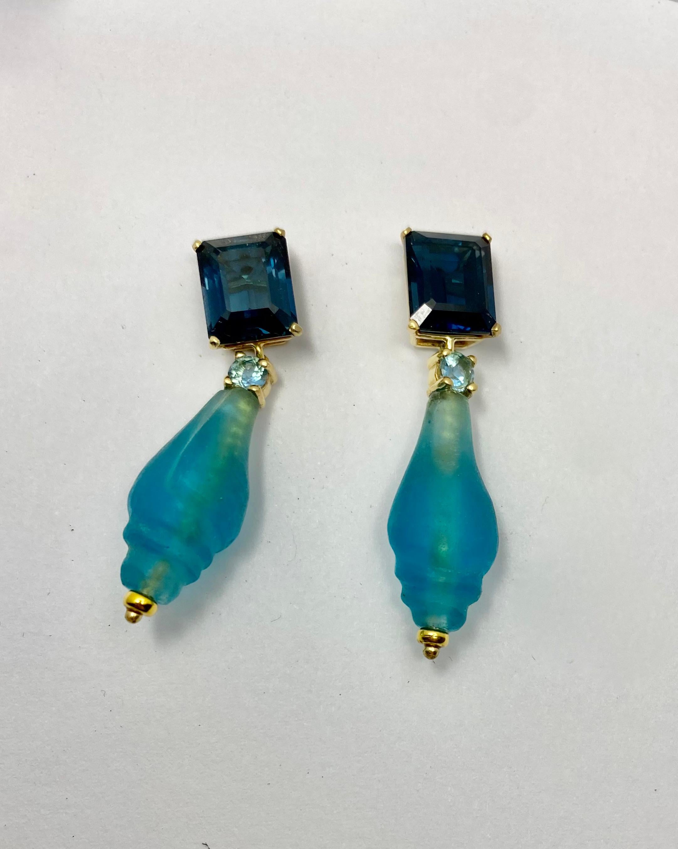 blue glass earrings