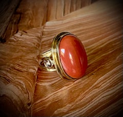 Michael Kneebone Angel Skin Coral Rose Cut Diamond Archaic Style Ring