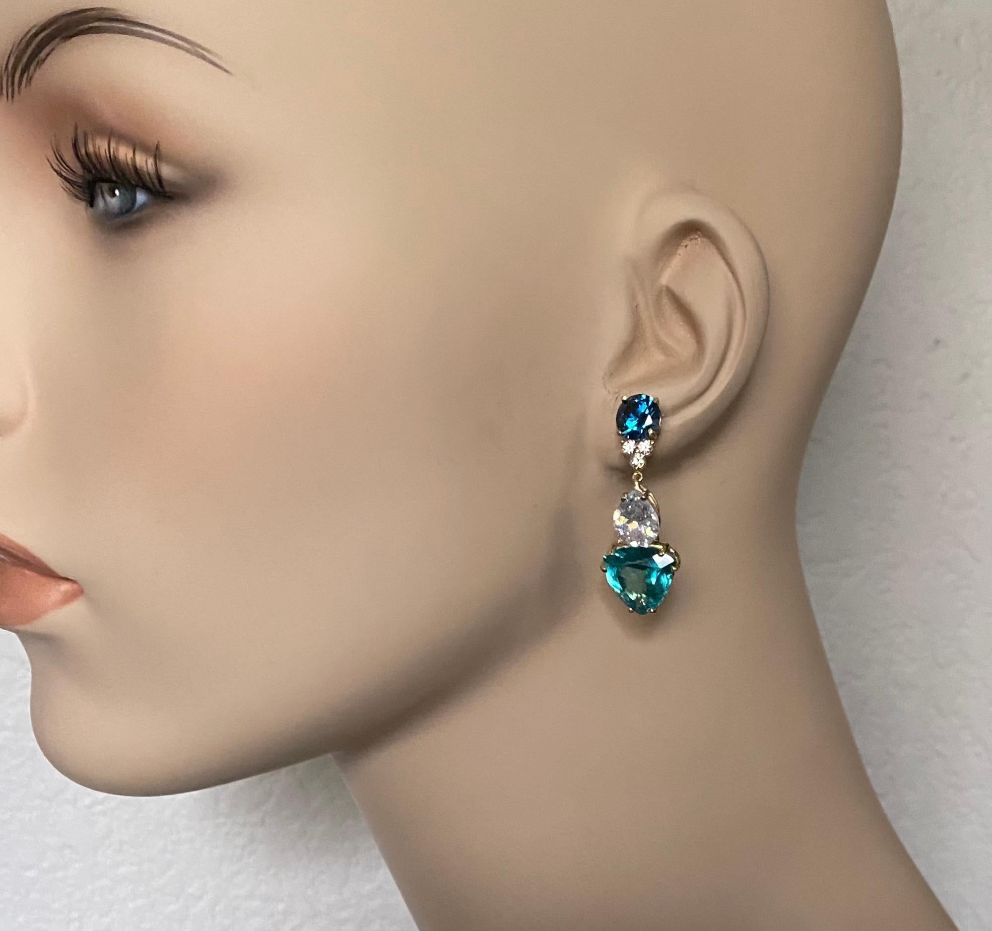 Michael Kneebone Apatite Zircon Topaz Sapphire Diamond Dangle Earrings For Sale 4