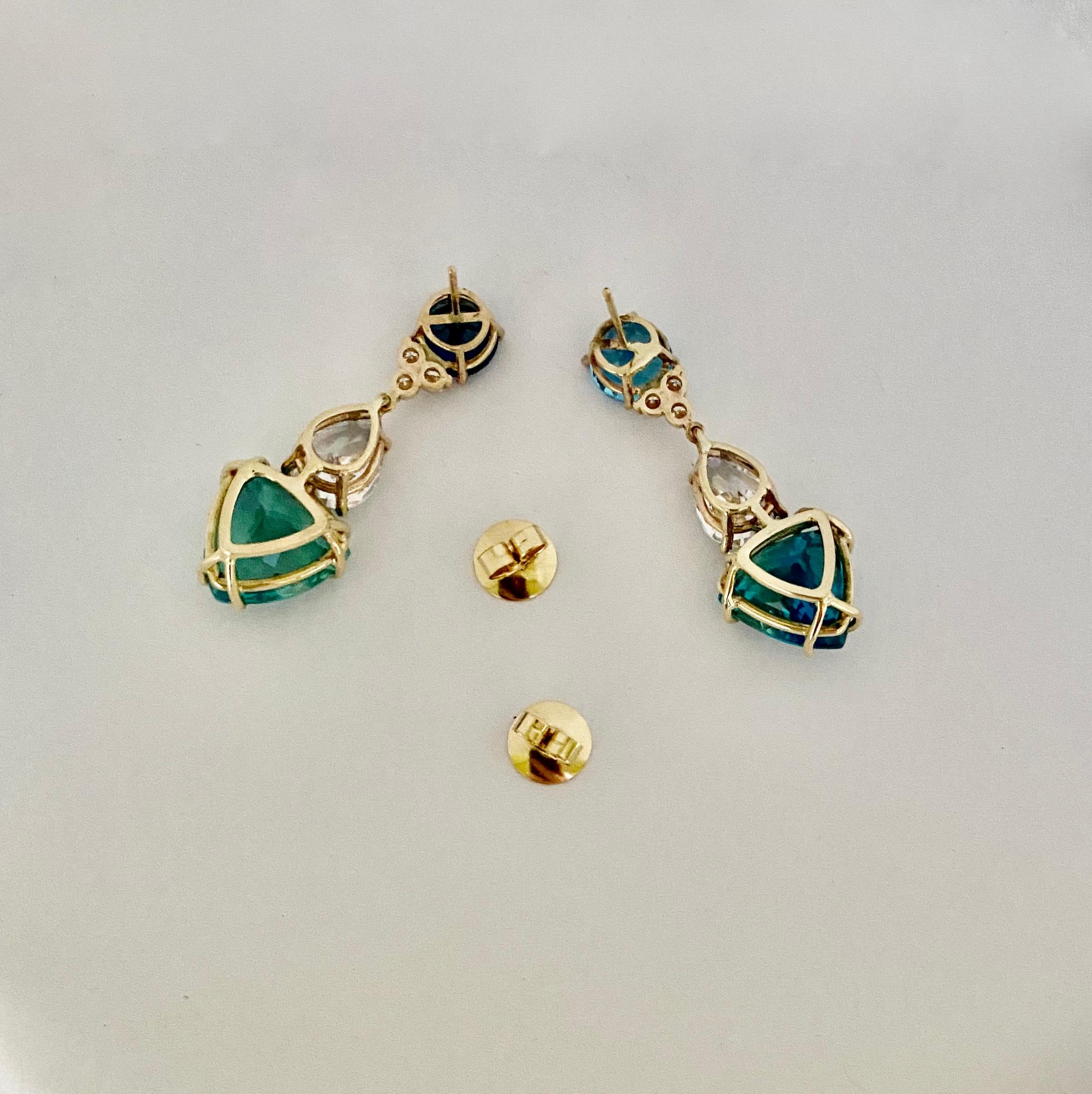 Michael Kneebone Apatite Zircon Topaz Sapphire Diamond Dangle Earrings For Sale 5