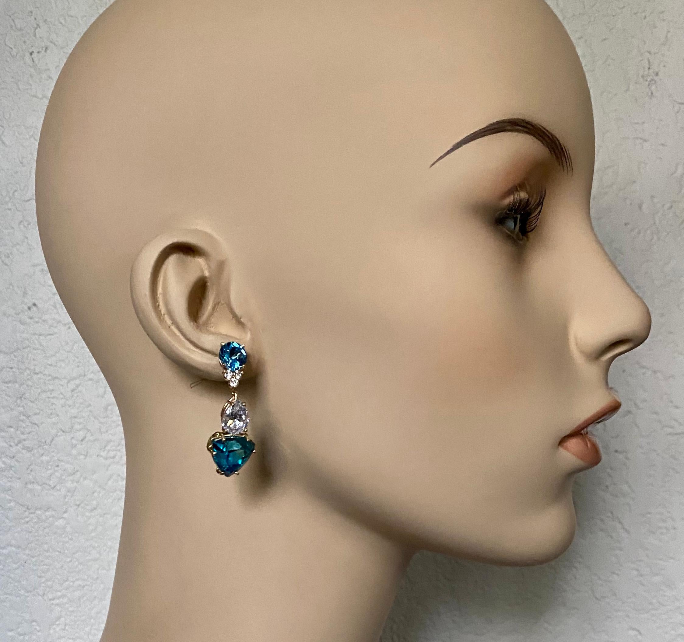 Michael Kneebone Apatite Zircon Topaz Sapphire Diamond Dangle Earrings For Sale 2