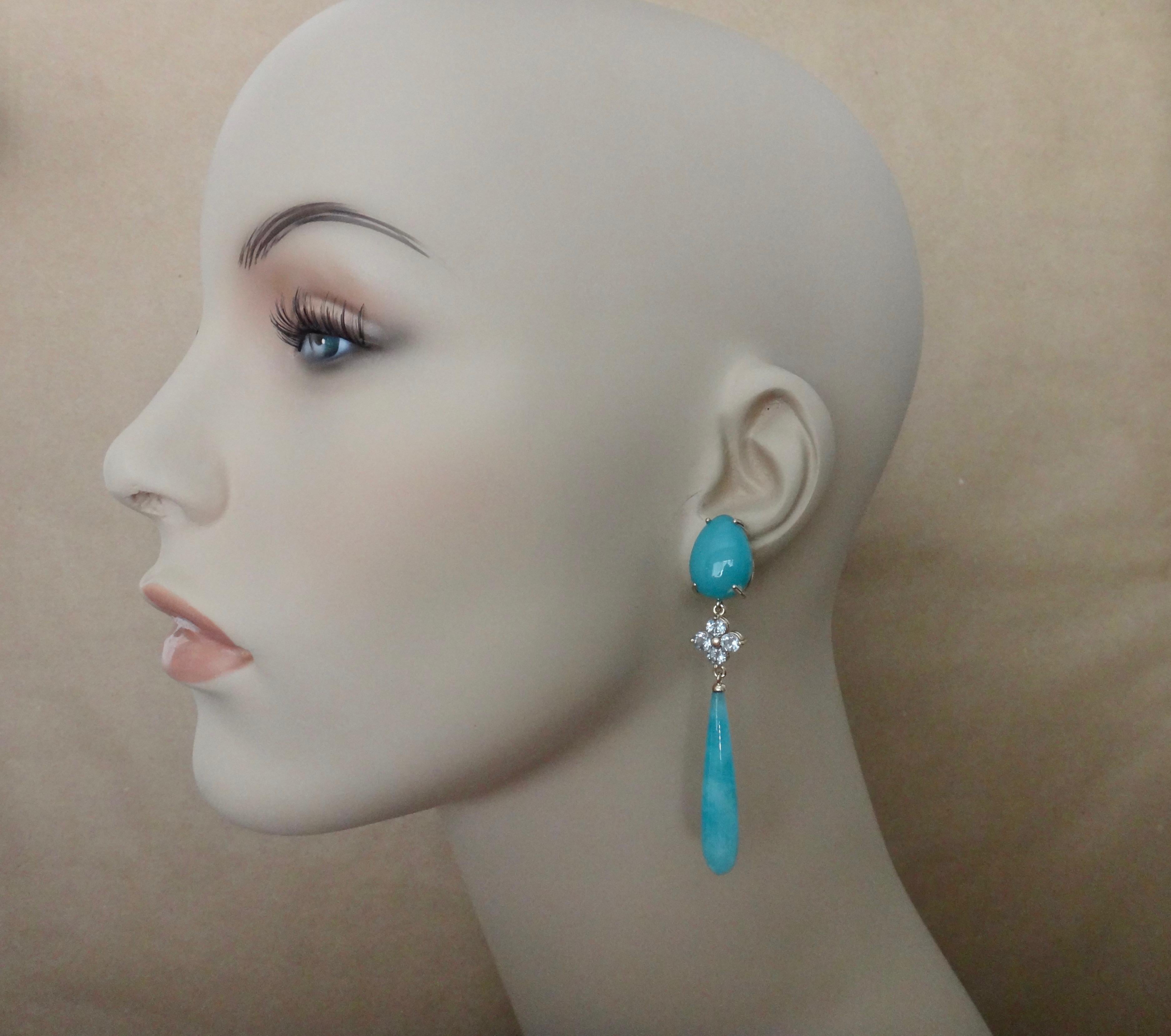 Michael Kneebone Aqua Blue Chalcedony Aquamarine Amazonite Dangle Earrings 5