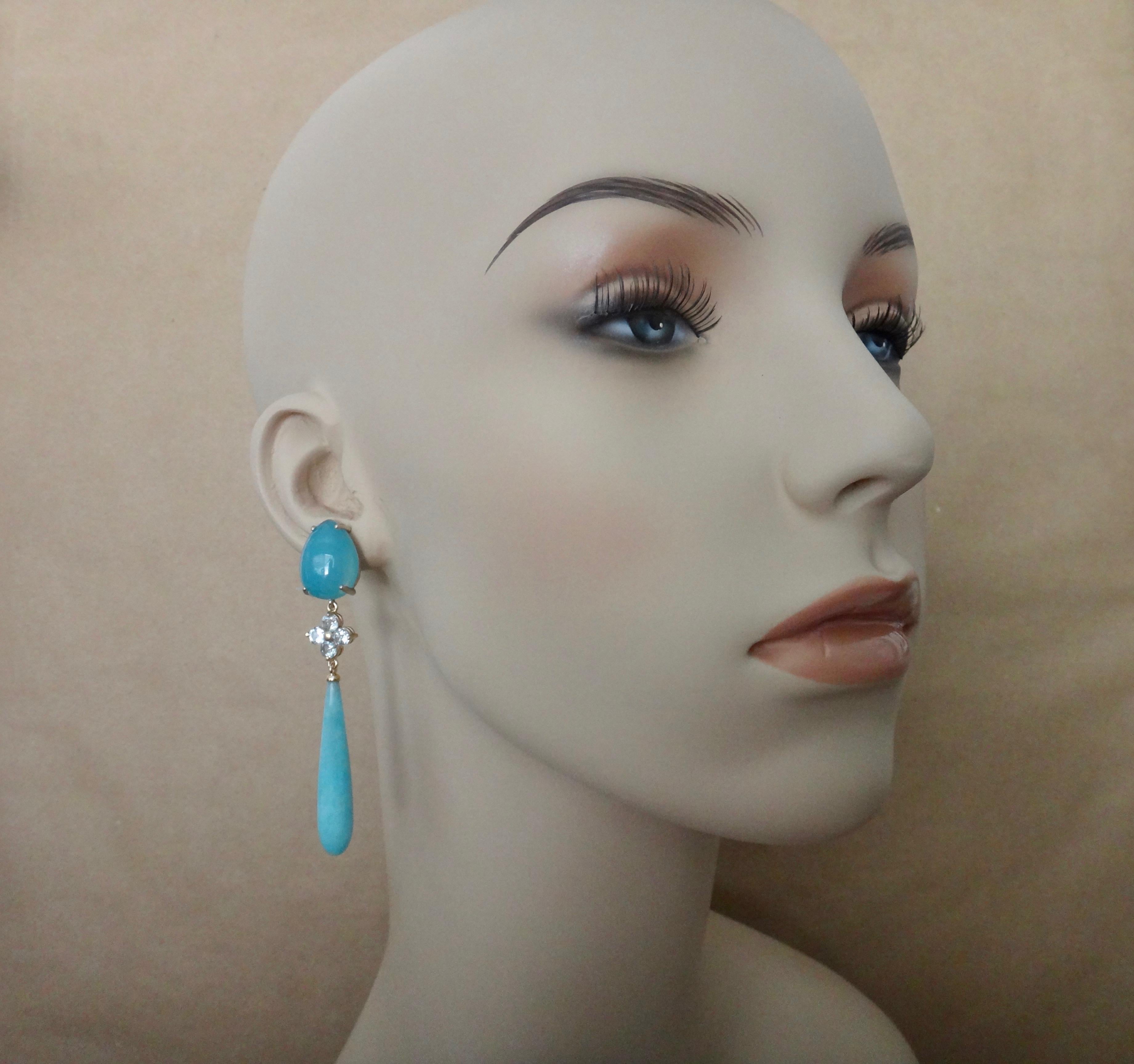 Michael Kneebone Aqua Blue Chalcedony Aquamarine Amazonite Dangle Earrings 3