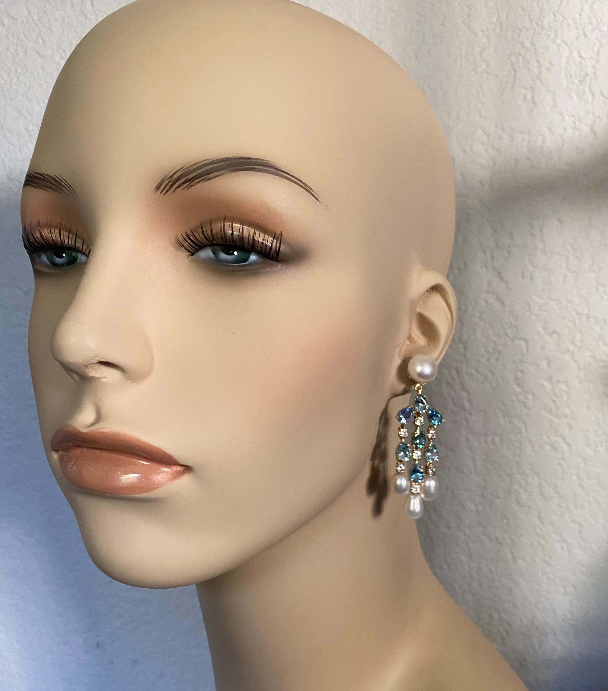 aquamarine pearl earrings