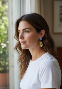 Michael Kneebone Aquamarine White Diamond Sapphire Black Diamond Dangle Earrings