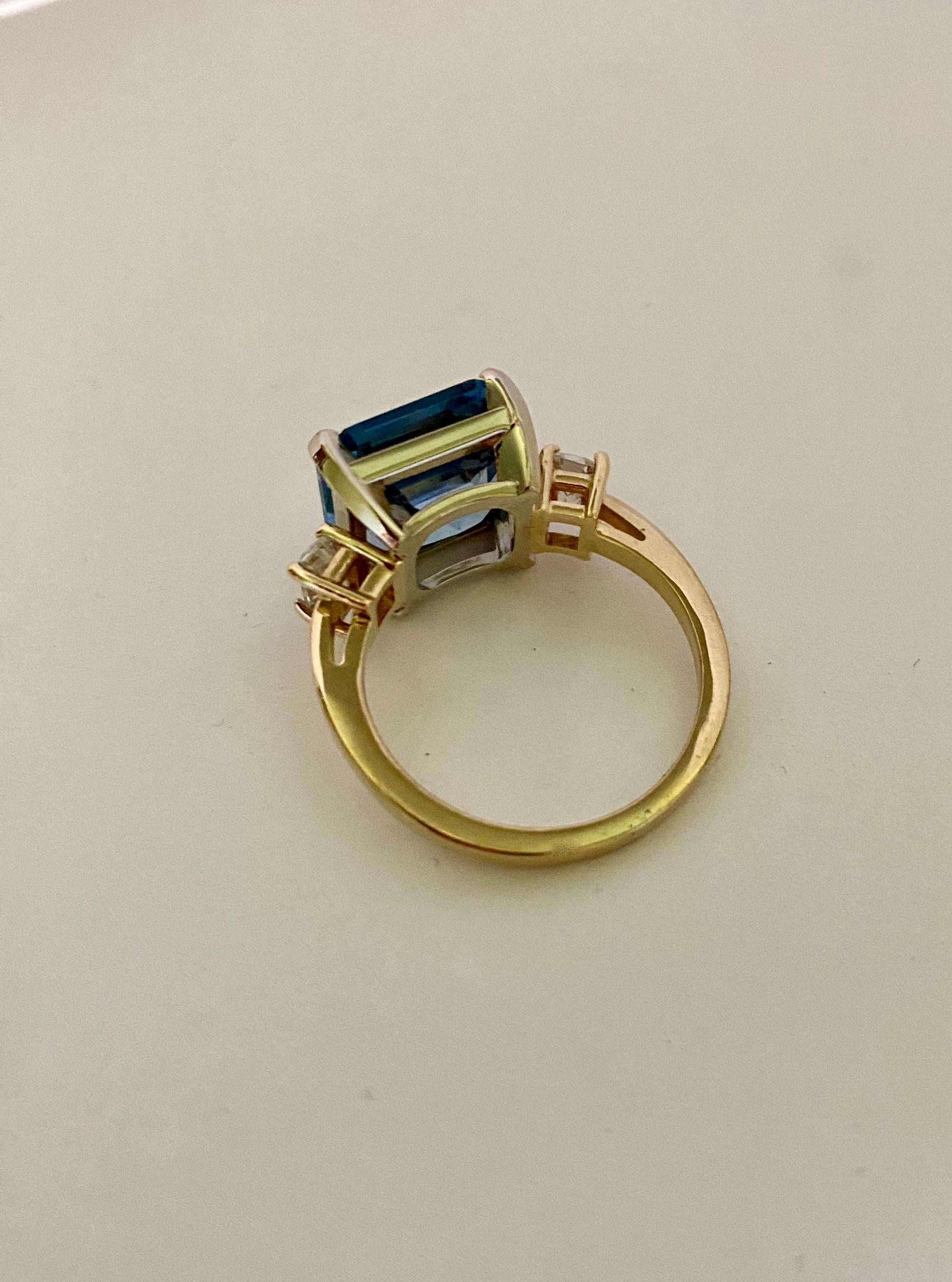 Michael Kneebone Aquamarine White Sapphire Three Stone Ring   In New Condition For Sale In Austin, TX
