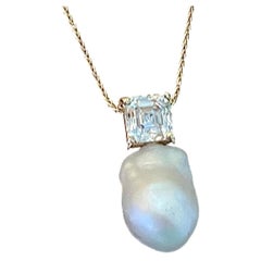 Michael Kneebone Asscher Cut Moissanite Paspaley South Seas Pearl Pendant