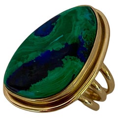 Michael Kneebone Azurite In Malachite 18K Archaic Style Ring