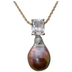 Michael Kneebone Baroque Kasumi Pearl White Sapphire Pendant