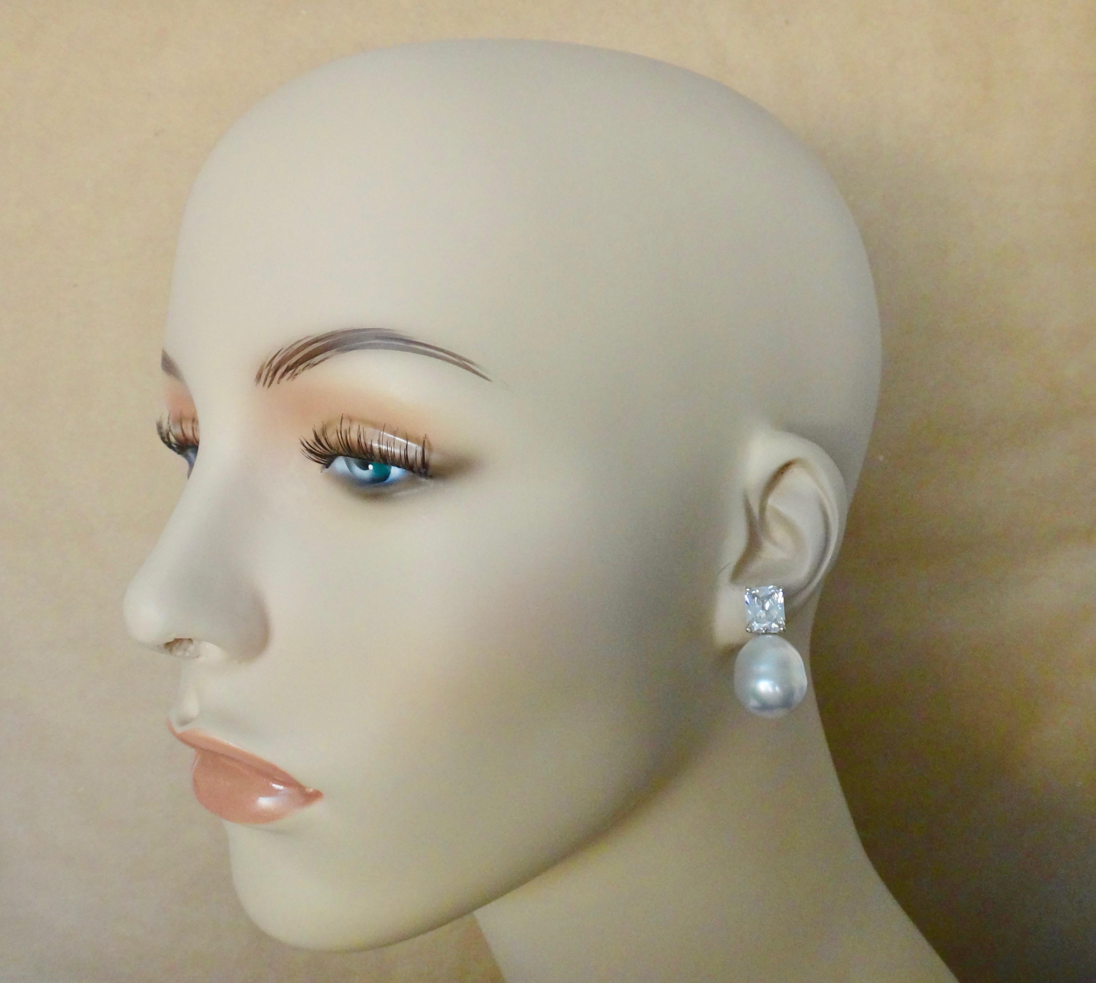 Women's Michael Kneebone Baroque Paspaley South Seas Pearl White Sapphire Earrings