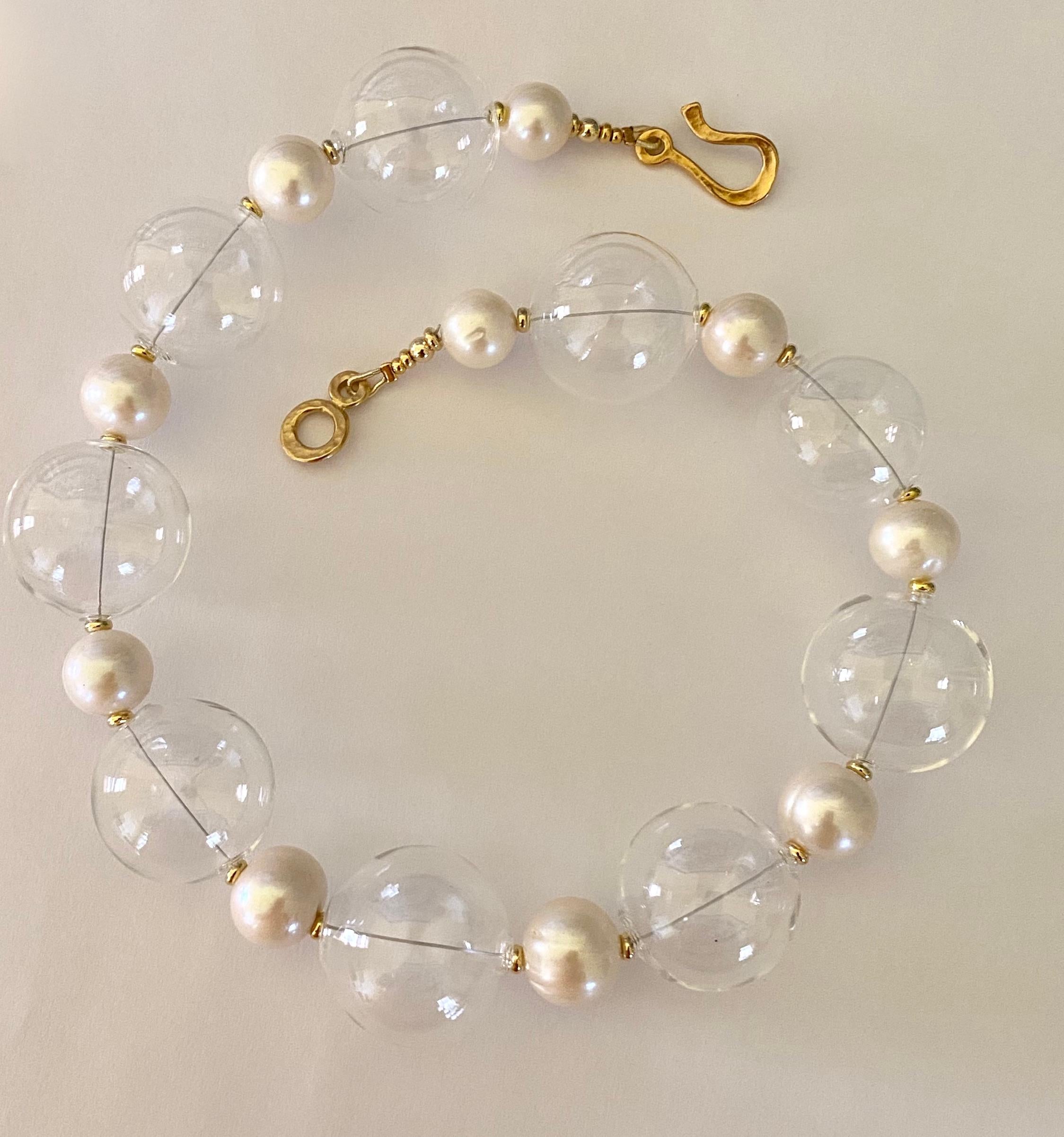 Contemporary Michael Kneebone Baroque Pearl Blown Glass Effervescent Necklace For Sale