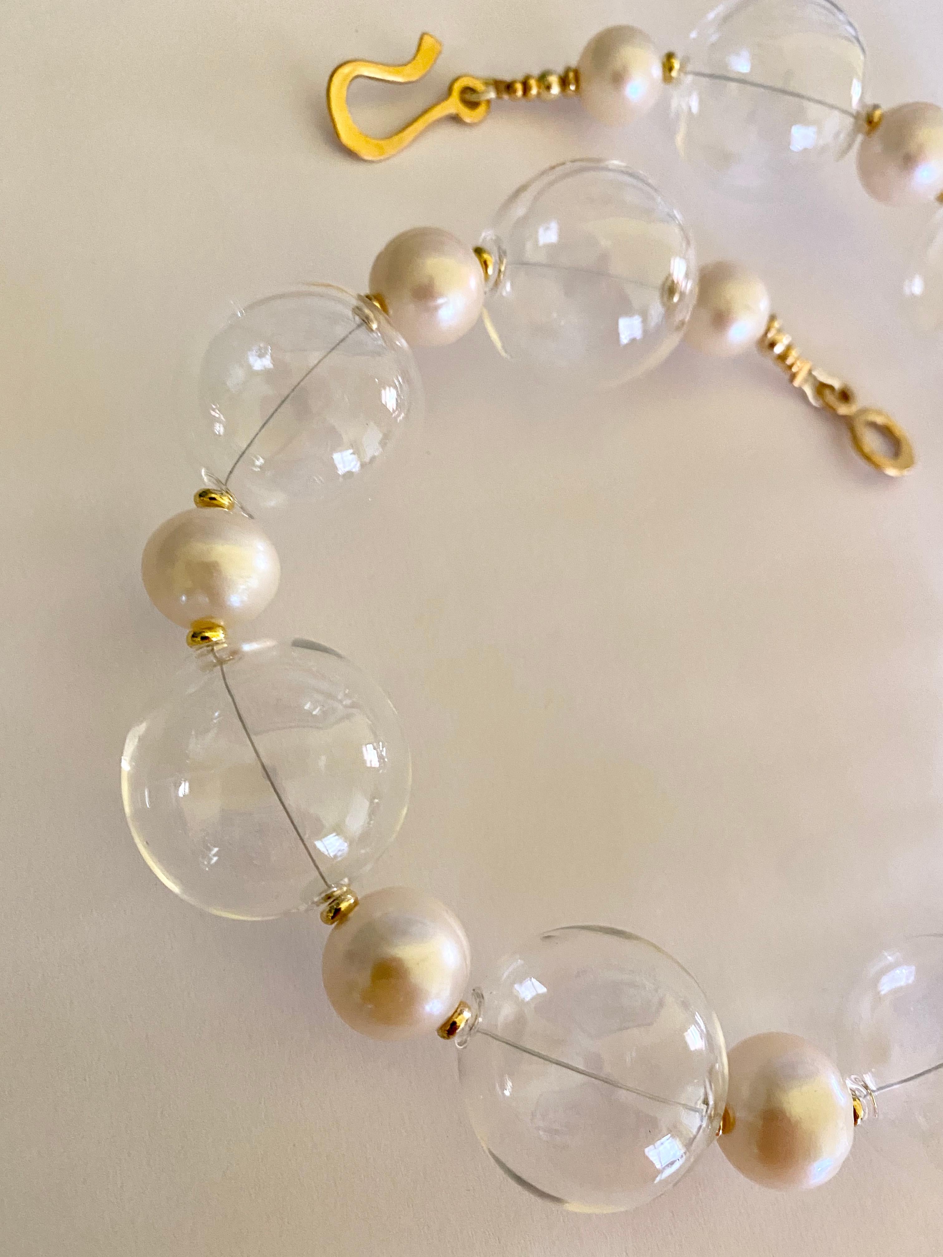 Michael Kneebone Baroque Pearl Blown Glass Effervescent Necklace In New Condition For Sale In Austin, TX