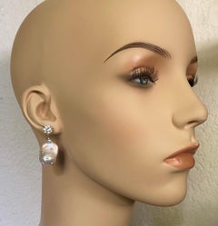 Michael Kneebone Baroque Pearl Diamond Sapphire Dangle Earrings