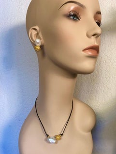 Michael Kneebone Baroque Pearl Granulated Bead Earring Necklace Suite