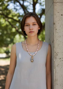 Michael Kneebone Baroque Pearl Moissanite Diamond Granulated Bead Necklace