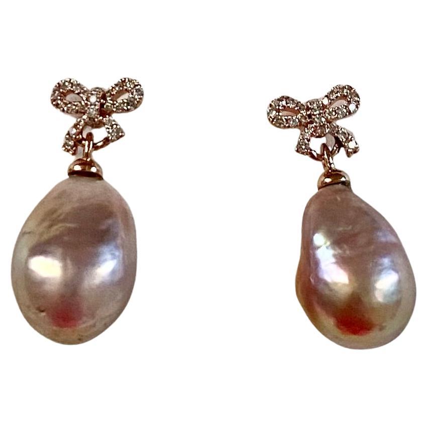 Michael Kneebone Pink Kasumi Pearl White Sapphire Drop Earrings For ...