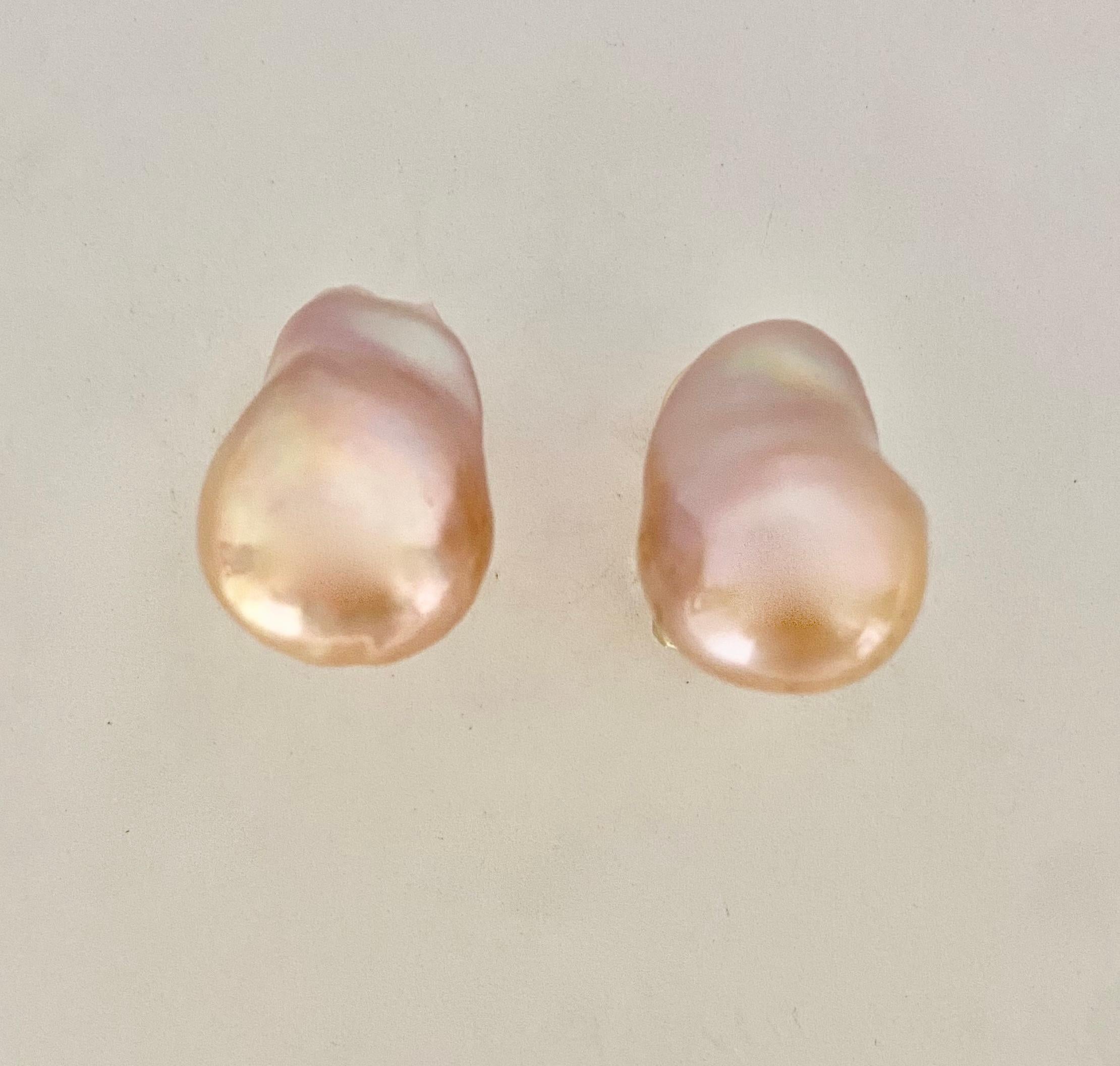 Bead Michael Kneebone Baroque Pink Pearl Stud Earrings For Sale