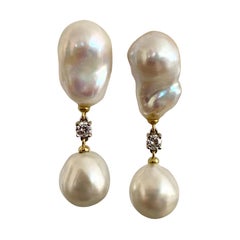 Michael Kneebone Baroque South Seas Pearl Diamond Dangle Earrings