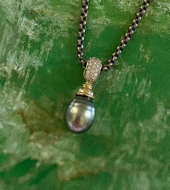 Michael Kneebone Baroque Tahitian Pearl Diamond Pendant