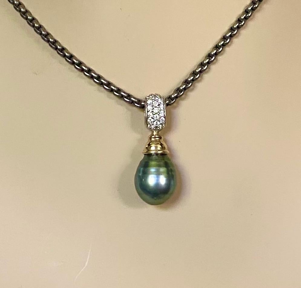 black pearl and diamond pendant
