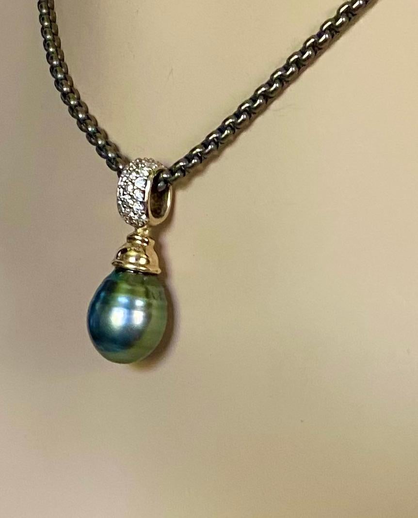 Michael Kneebone Baroque Tahitian Pearl Diamond Pendant In New Condition For Sale In Austin, TX