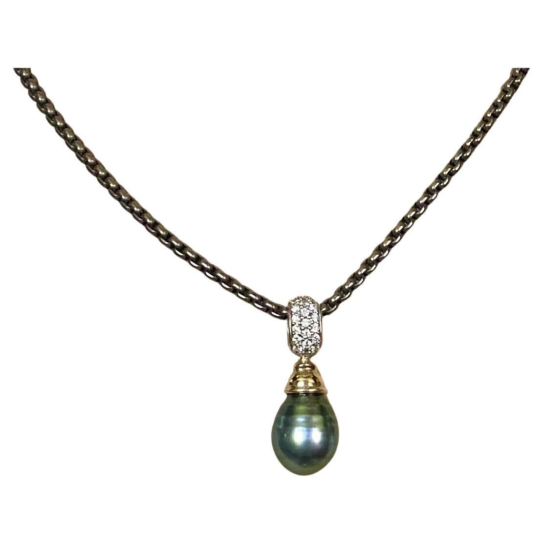 Michael Kneebone Baroque Tahitian Pearl Diamond Pendant