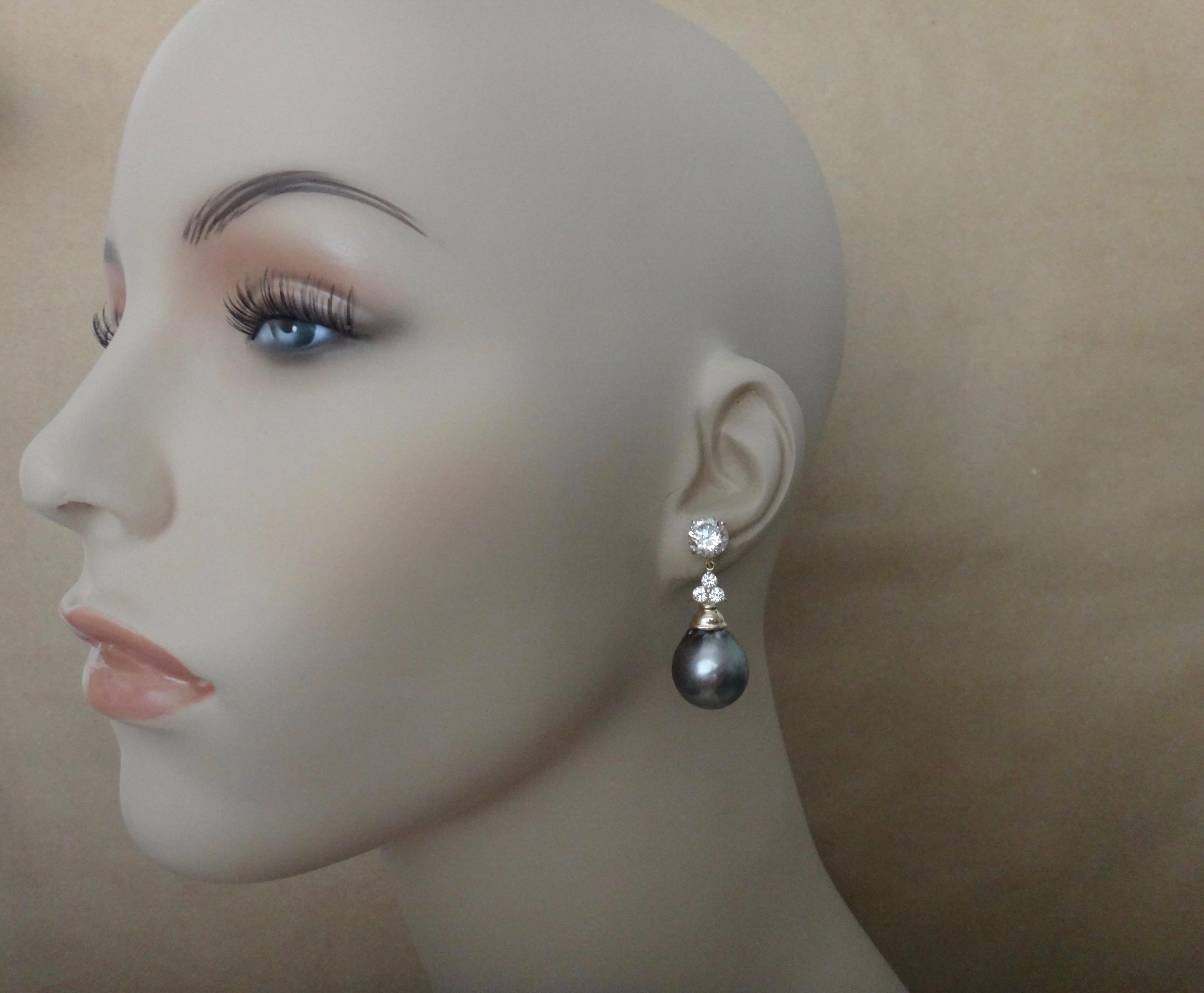 Michael Kneebone Baroque Tahitian Pearl Sapphire Diamond Dangle Earrings 3