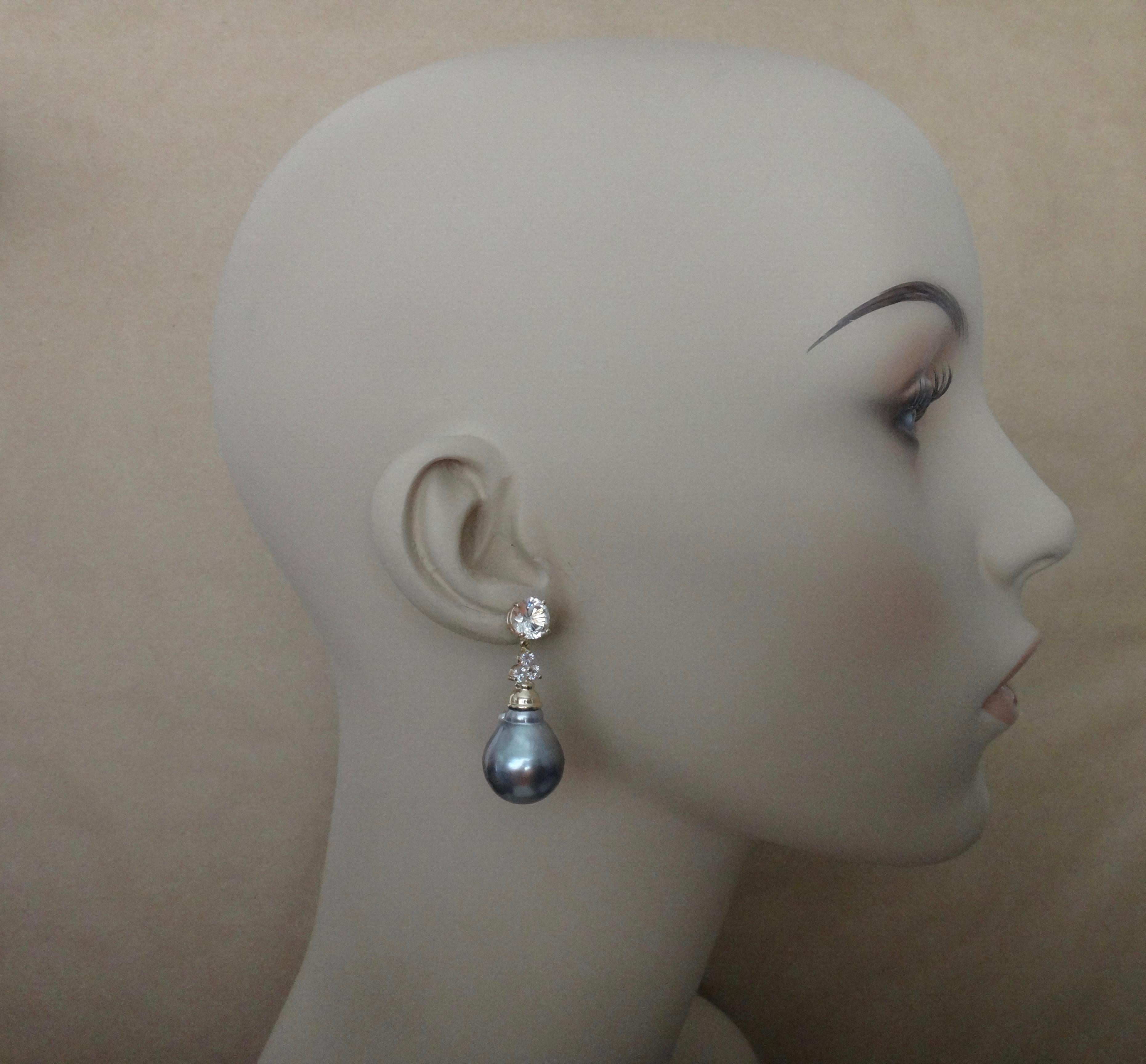 Michael Kneebone Baroque Tahitian Pearl Sapphire Diamond Dangle Earrings 4