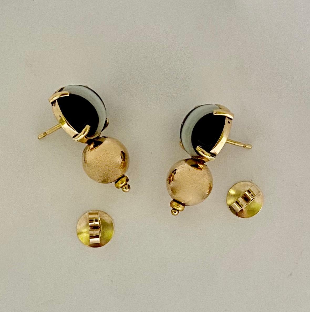 Michael Kneebone Black And White Banded Agate Drop Earrings For Sale 1