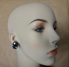 Michael Kneebone Black Baroque Peacock Pearl White Diamond Stud Earrings