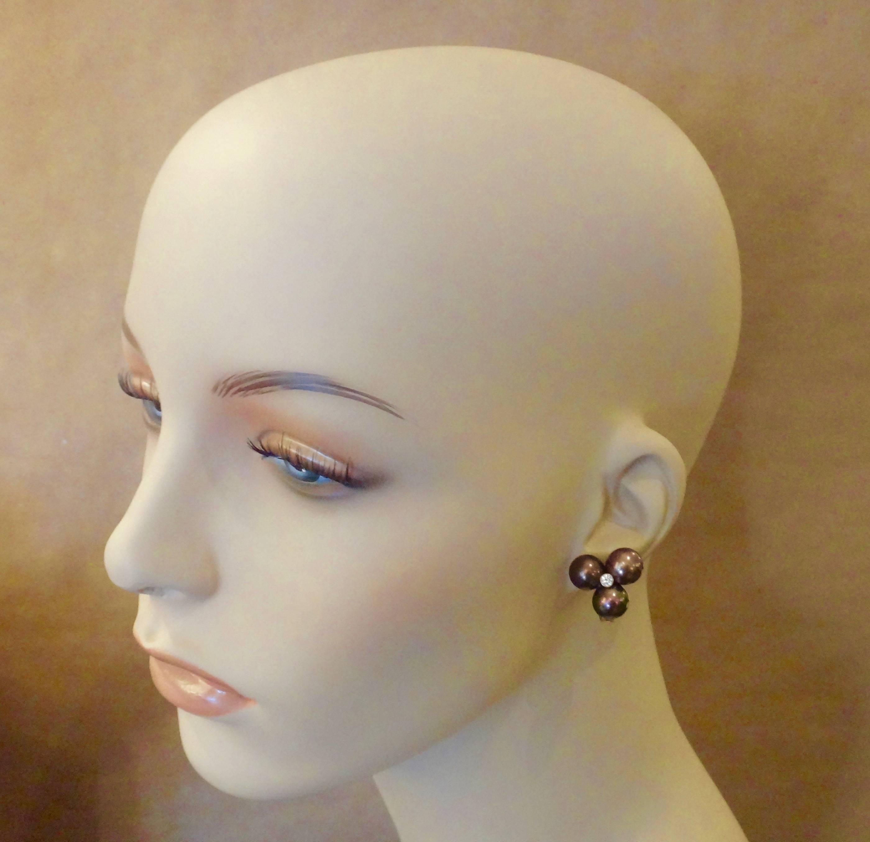 Michael Kneebone Black Pearl Diamond Amethyst Briolette Drop Earrings 2