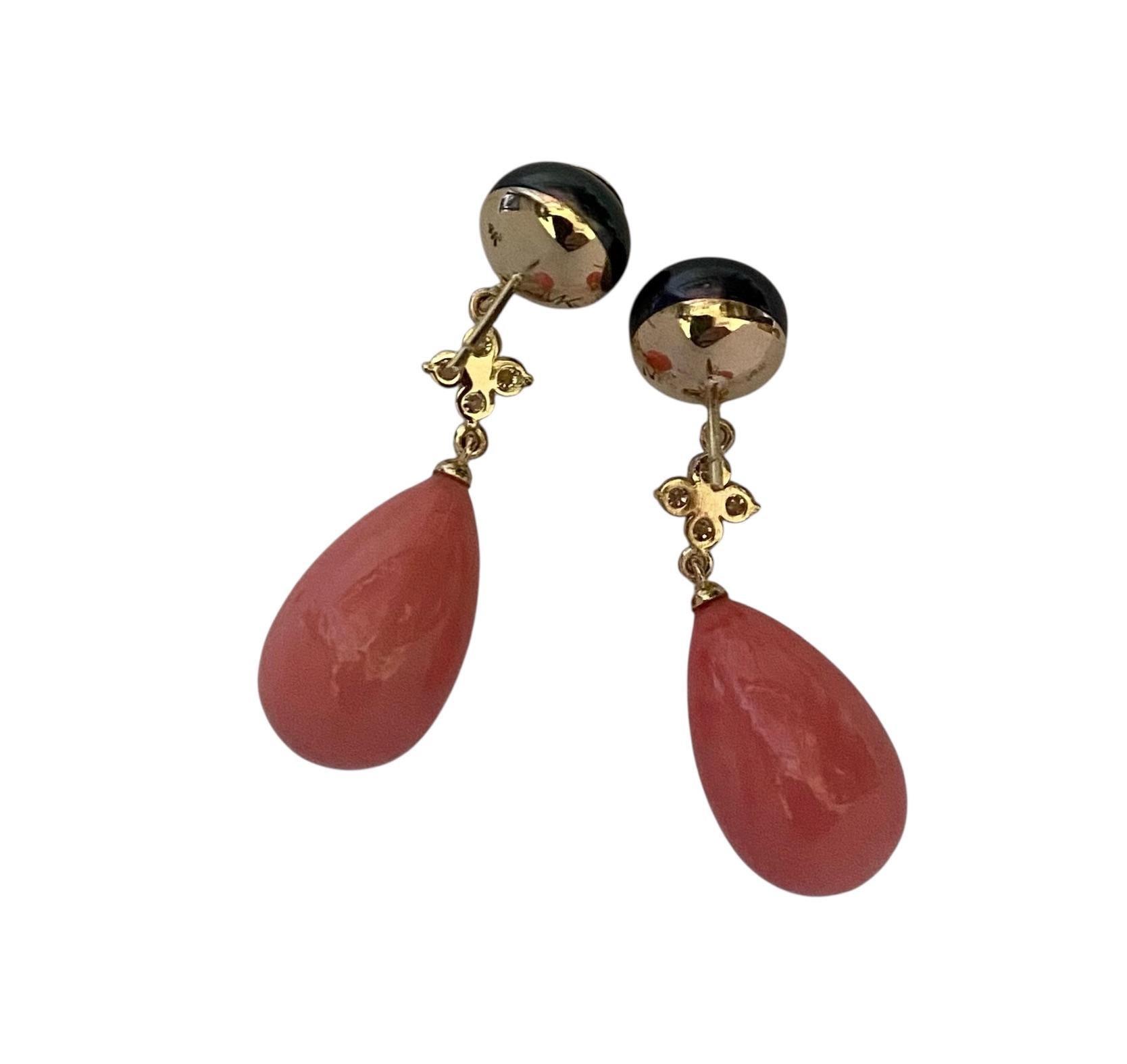 Michael Kneebone - Orecchini a goccia conchiglia con zaffiro nero e diamante in vendita 4