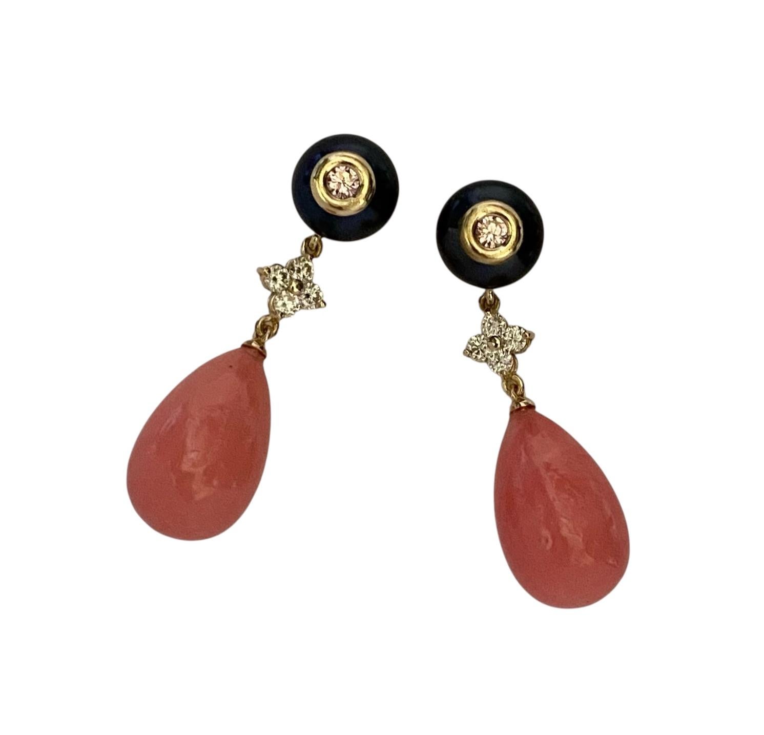 Donna Michael Kneebone - Orecchini a goccia conchiglia con zaffiro nero e diamante in vendita