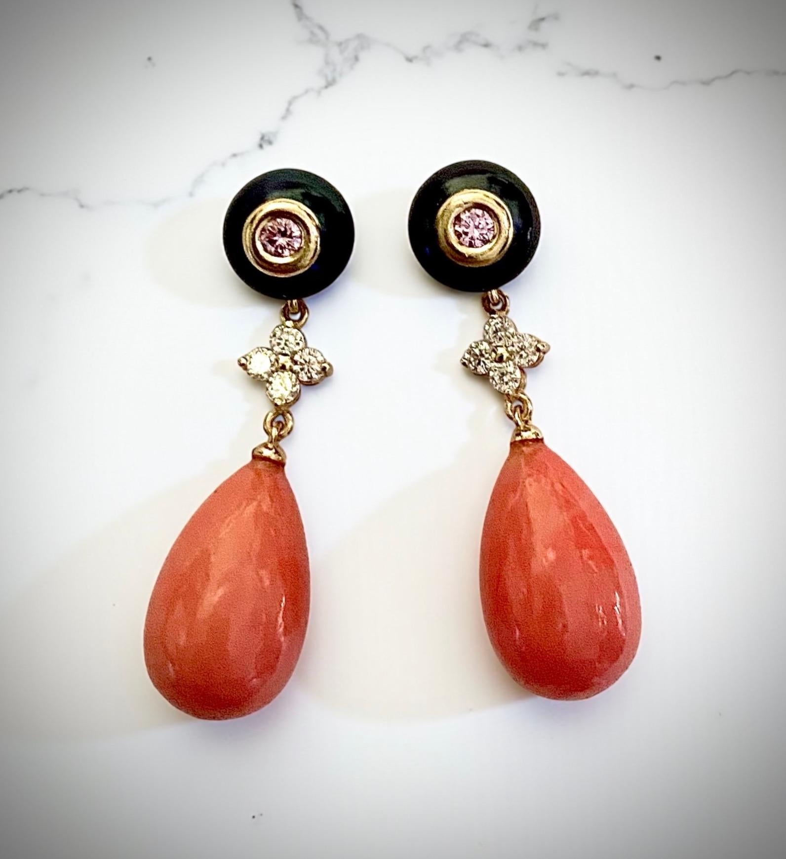 Michael Kneebone - Orecchini a goccia conchiglia con zaffiro nero e diamante in vendita 2