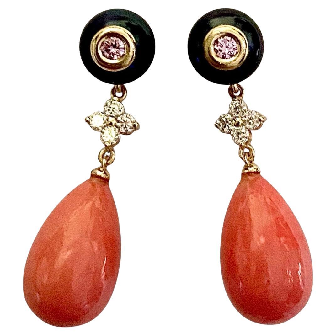 Michael Kneebone - Orecchini a goccia conchiglia con zaffiro nero e diamante