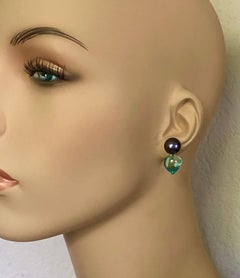 Michael Kneebone Black Pearl Sky Blue Topaz Drop Earrings