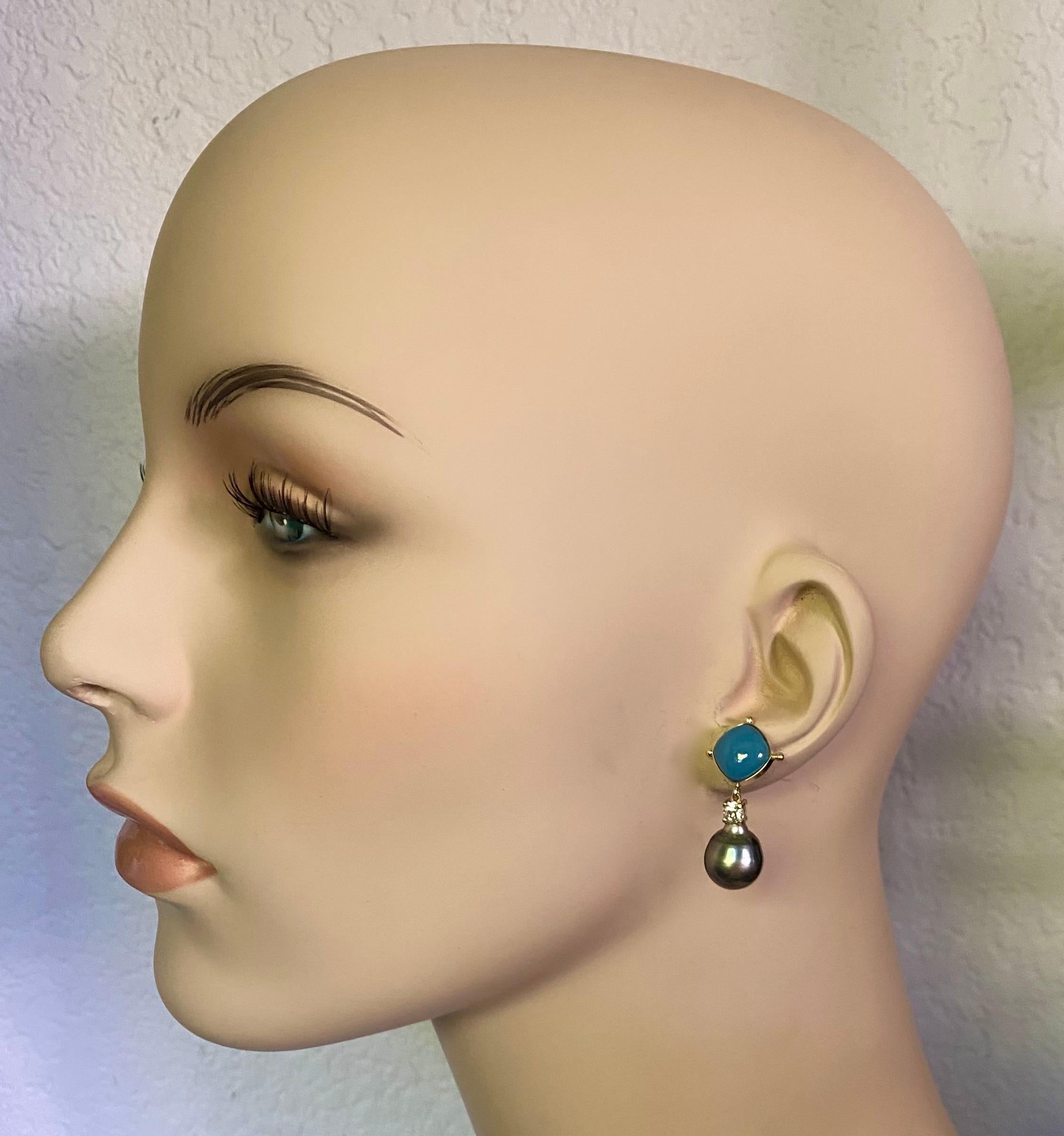 Ohrhänger aus blauem Chalcedon mit Tahiti-Perlen von Michael Kneebone im Angebot 4