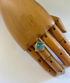 Michael Kneebone Blue Chalcedony White Diamond Archaic Style Ring
