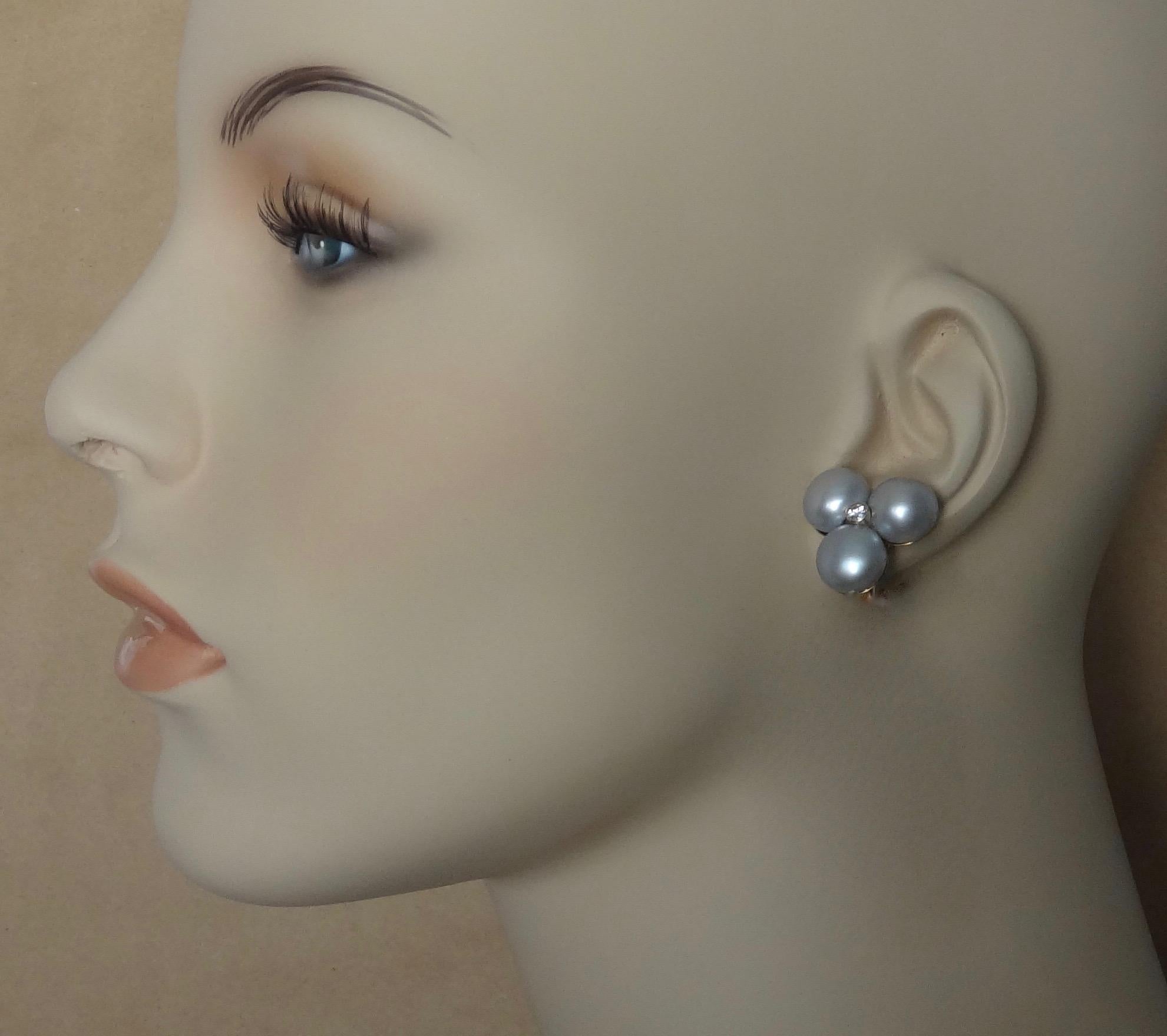 Michael Kneebone Blue Dragon's Skin Agate Pearl Diamond Dangle Earrings 3